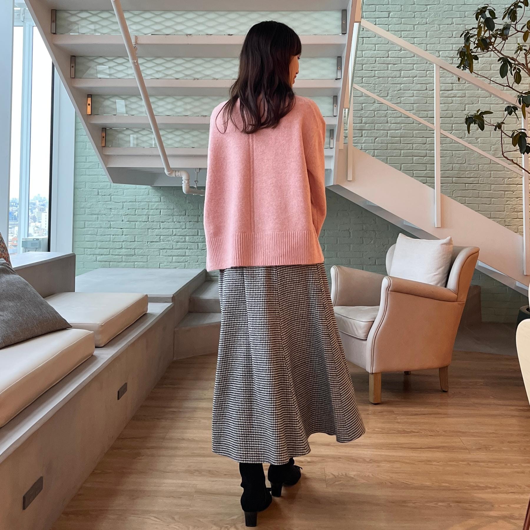 クチュール ブローチ Couture Brooch ラメ千鳥マーメイドフレアスカート （モカブラウン(242)） モカブラウン(242)