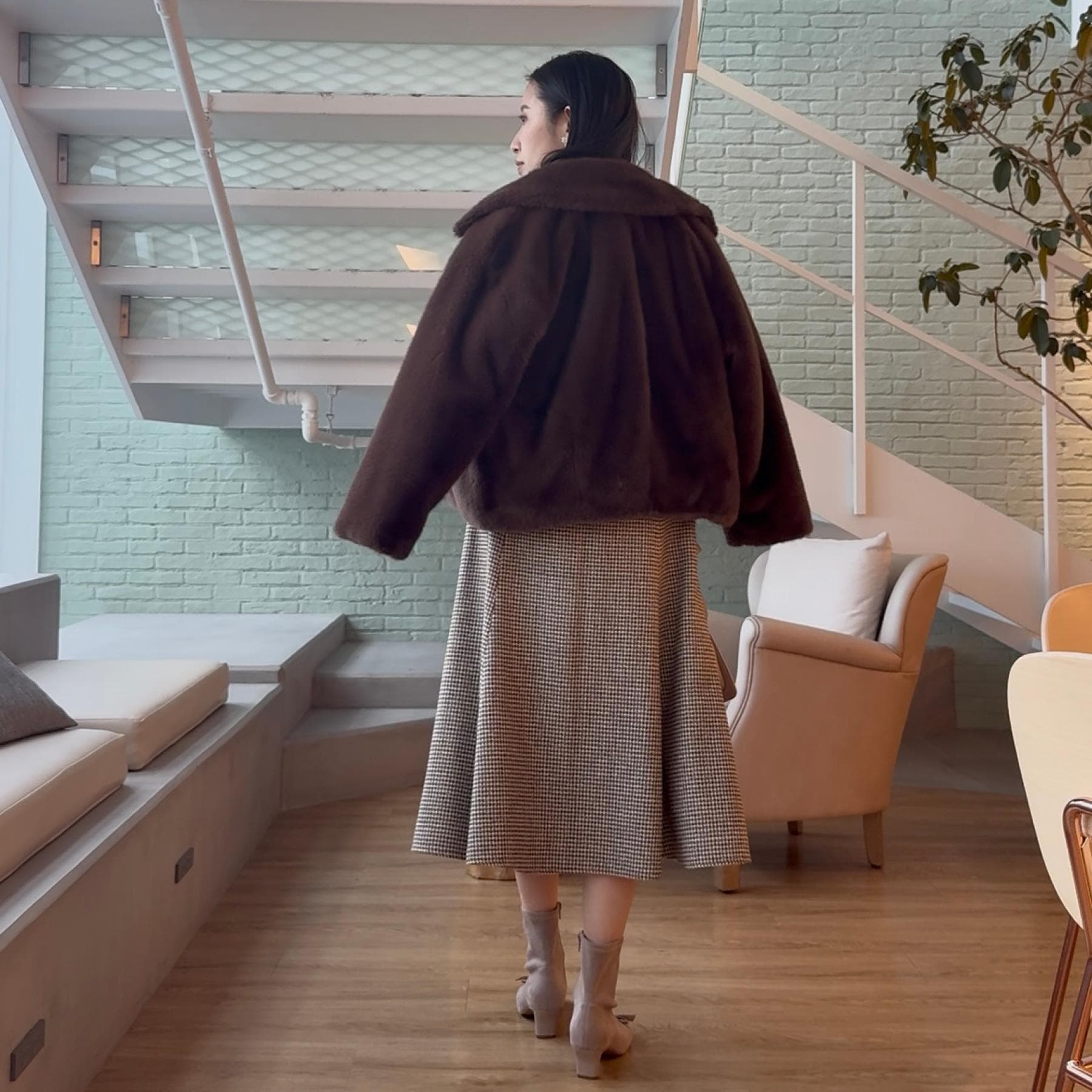 クチュール ブローチ Couture Brooch ラメ千鳥マーメイドフレアスカート （モカブラウン(242)） モカブラウン(242)