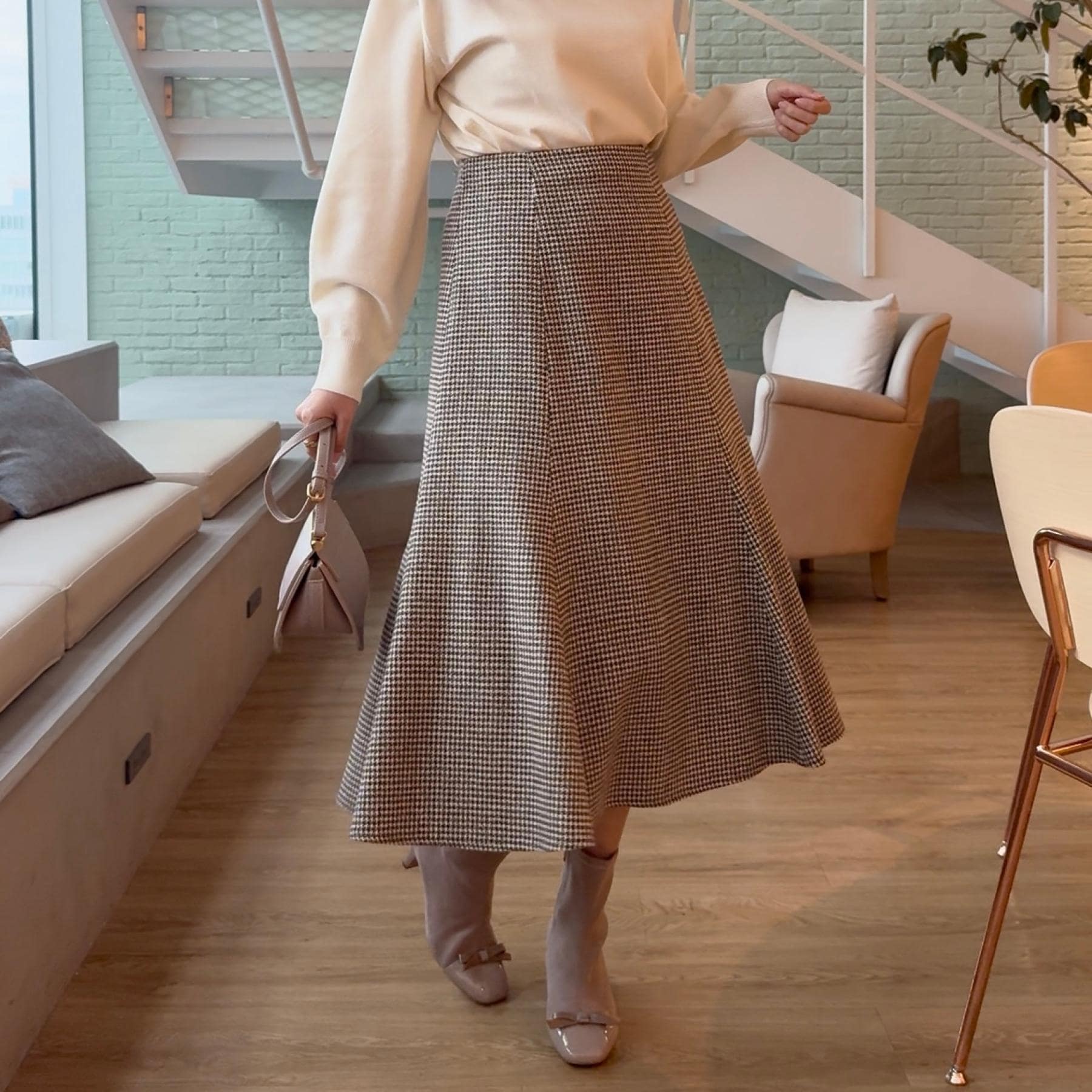 クチュール ブローチ Couture Brooch ラメ千鳥マーメイドフレアスカート （モカブラウン(242)） モカブラウン(242)