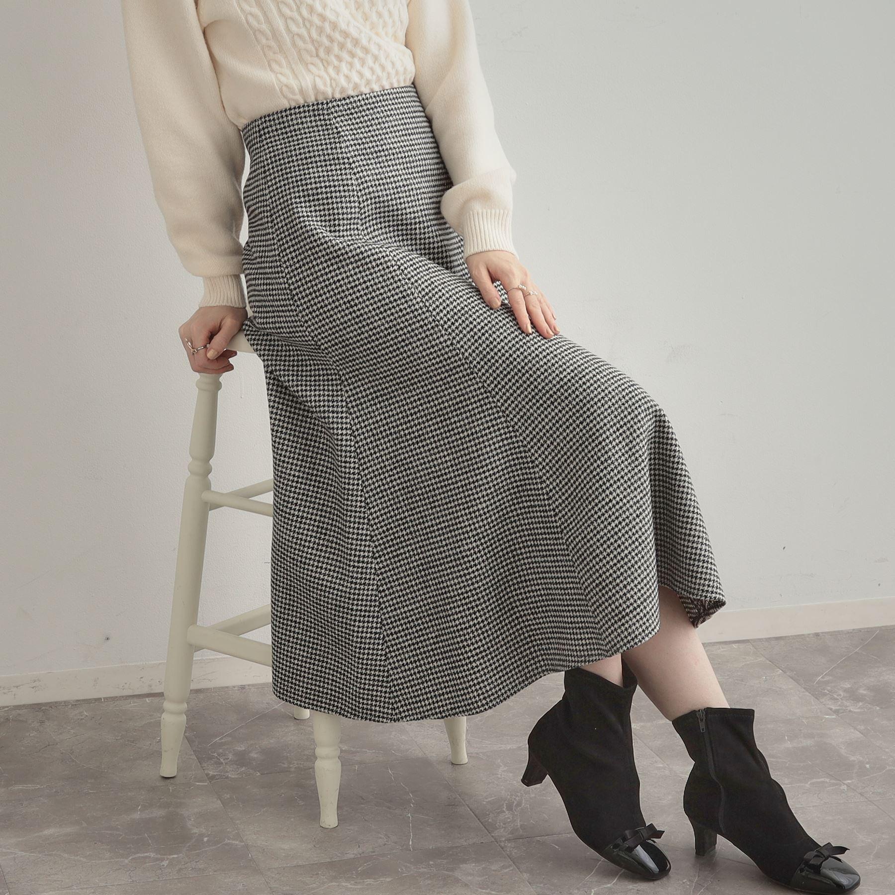 クチュール ブローチ Couture Brooch ラメ千鳥マーメイドフレアスカート （ブラック(219)） ブラック(219)