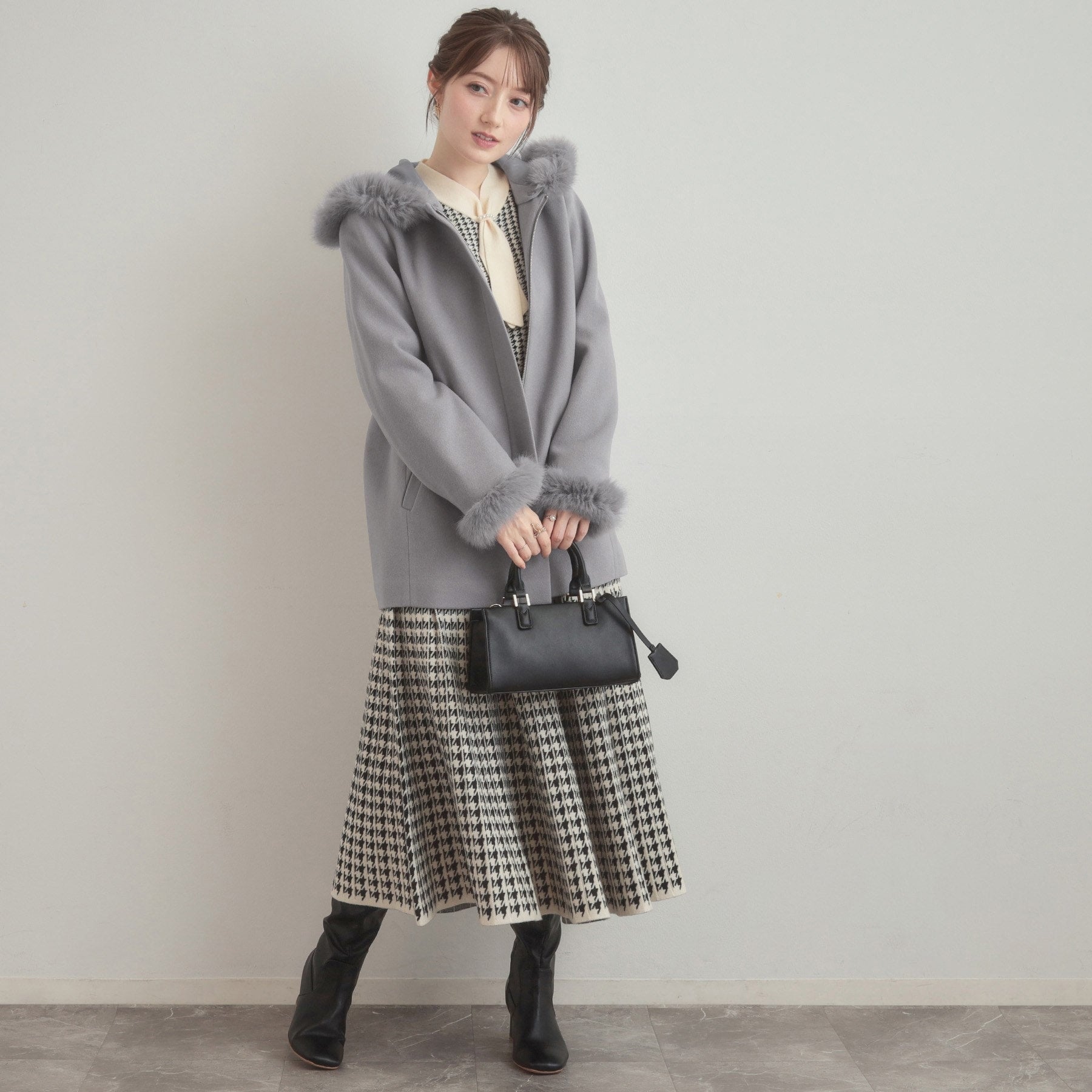 クチュール ブローチ Couture Brooch フードファーハーフ丈コート （モカブラウン(042)） モカブラウン(042)