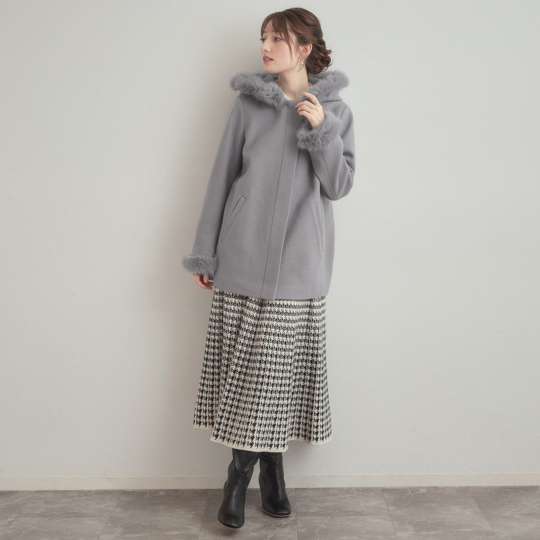 クチュール ブローチ Couture Brooch フードファーハーフ丈コート （モカブラウン(042)） モカブラウン(042)