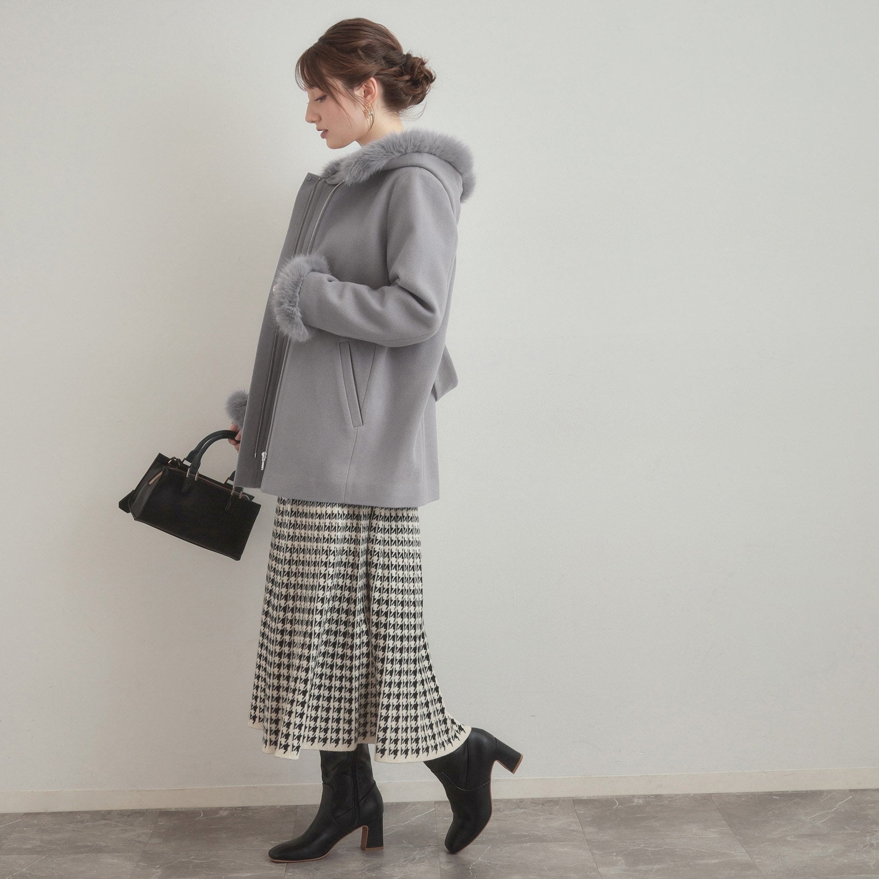 クチュール ブローチ Couture Brooch フードファーハーフ丈コート （モカブラウン(042)） モカブラウン(042)