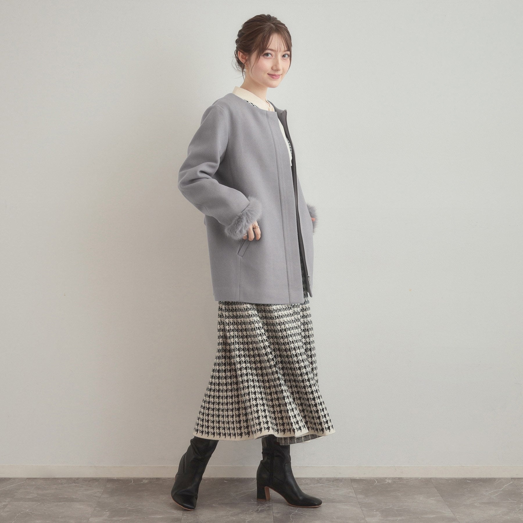 クチュール ブローチ Couture Brooch フードファーハーフ丈コート （モカブラウン(042)） モカブラウン(042)