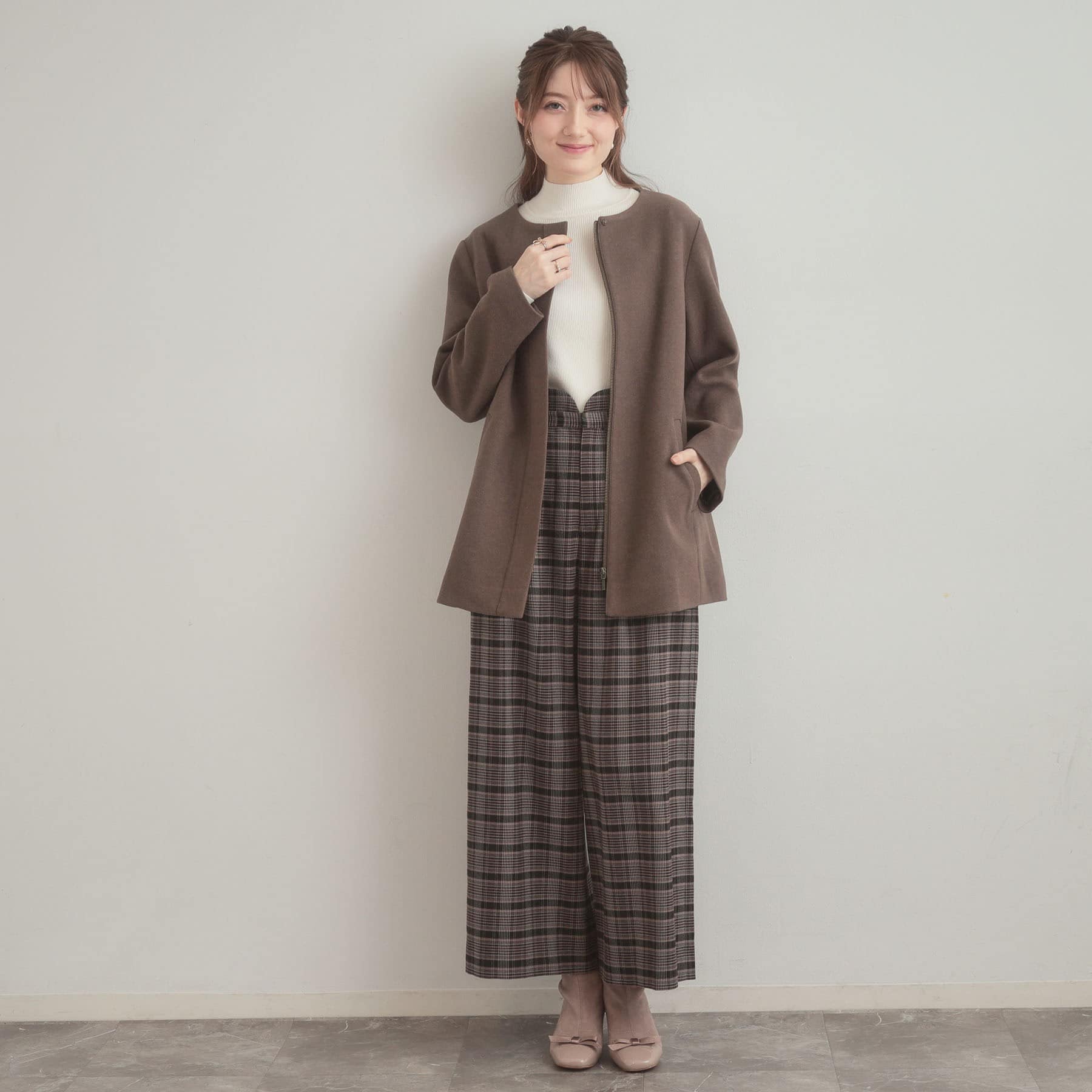 クチュール ブローチ Couture Brooch フードファーハーフ丈コート （モカブラウン(042)） モカブラウン(042)