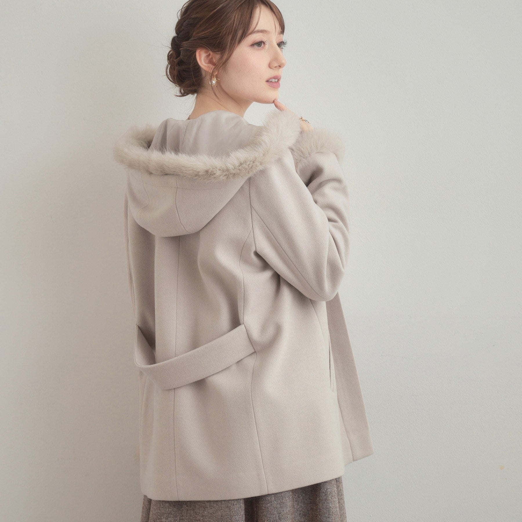 クチュール ブローチ Couture Brooch フードファーハーフ丈コート （モカブラウン(042)） モカブラウン(042)