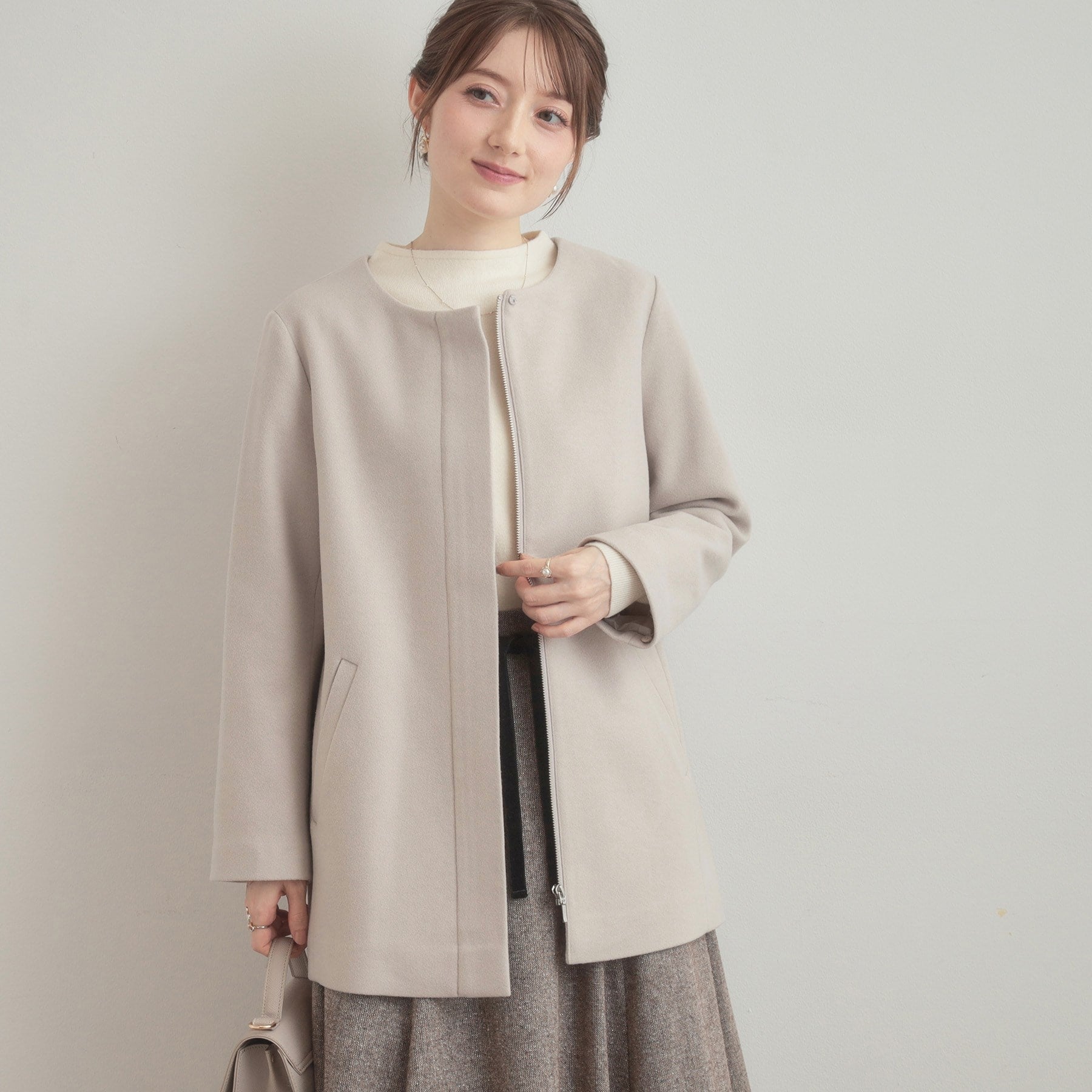 クチュール ブローチ Couture Brooch フードファーハーフ丈コート （モカブラウン(042)） モカブラウン(042)