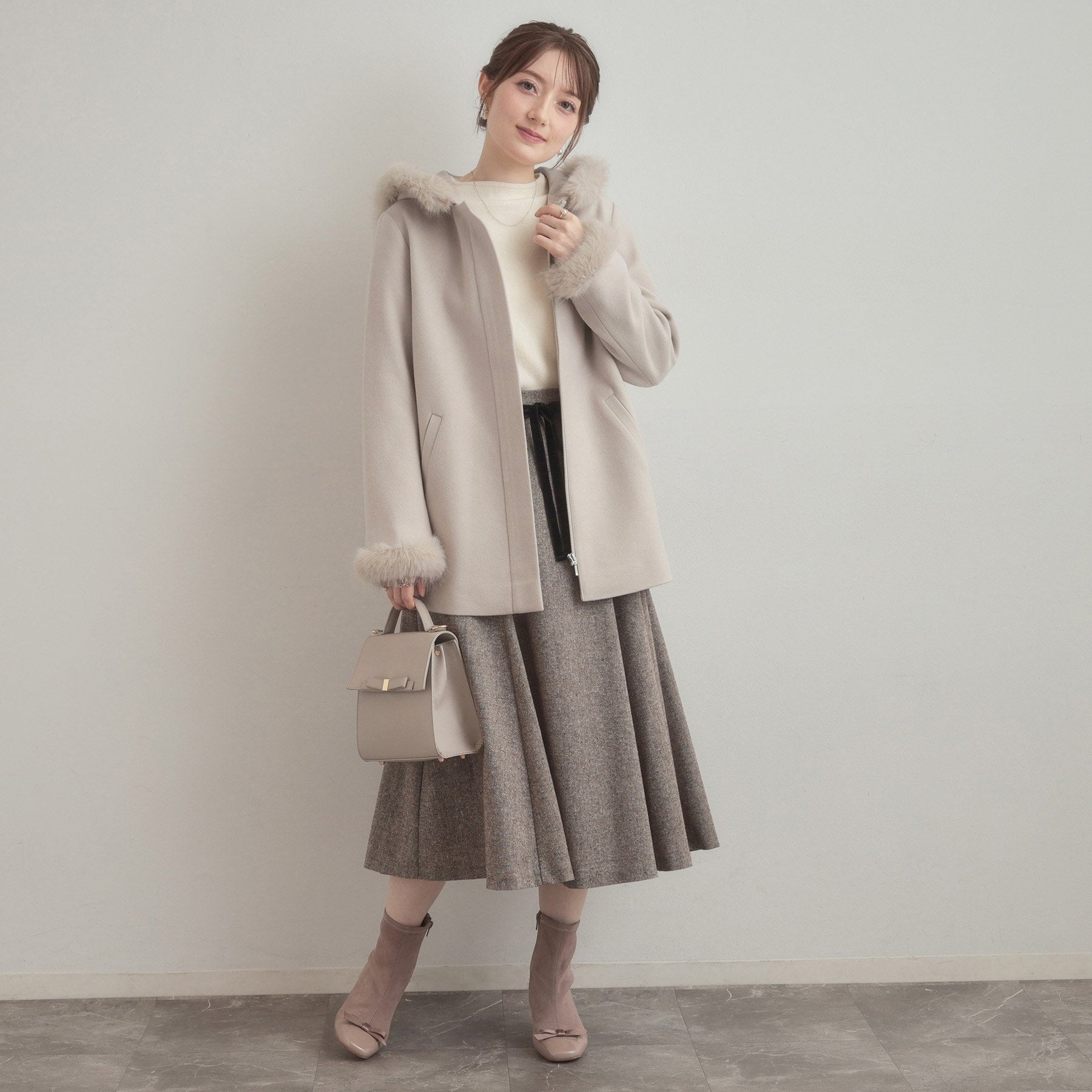 クチュール ブローチ Couture Brooch フードファーハーフ丈コート （モカブラウン(042)） モカブラウン(042)