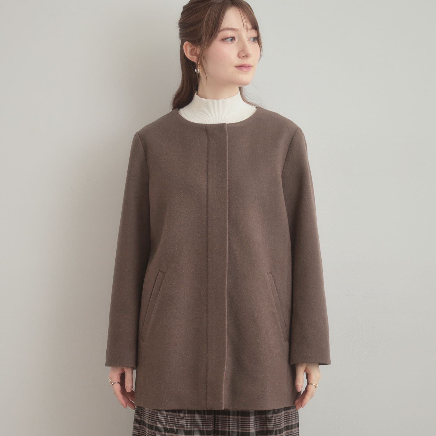 クチュール ブローチ Couture Brooch フードファーハーフ丈コート （モカブラウン(042)） モカブラウン(042)