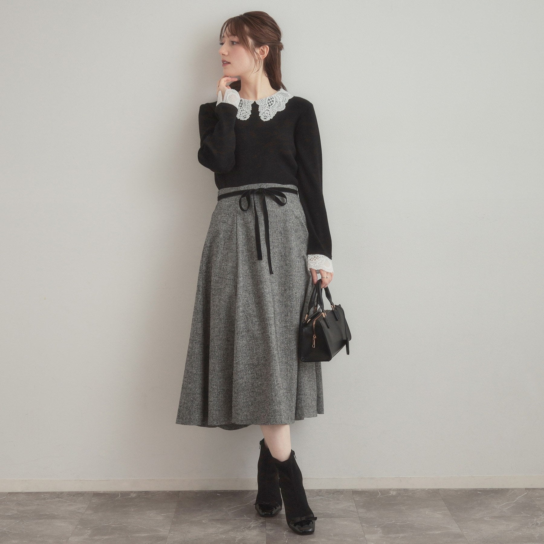 クチュール ブローチ Couture Brooch ラメツイードフレアスカート （ブラウン(044)） ブラウン(044)