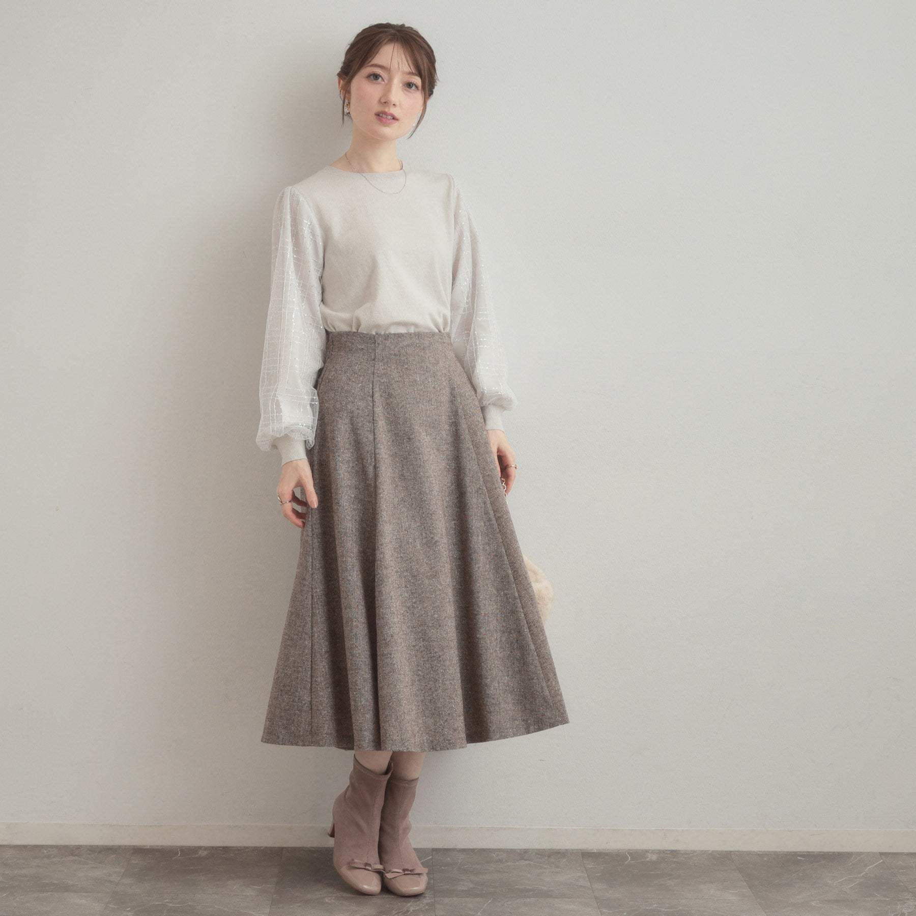 クチュール ブローチ Couture Brooch ラメツイードフレアスカート （ブラウン(044)） ブラウン(044)