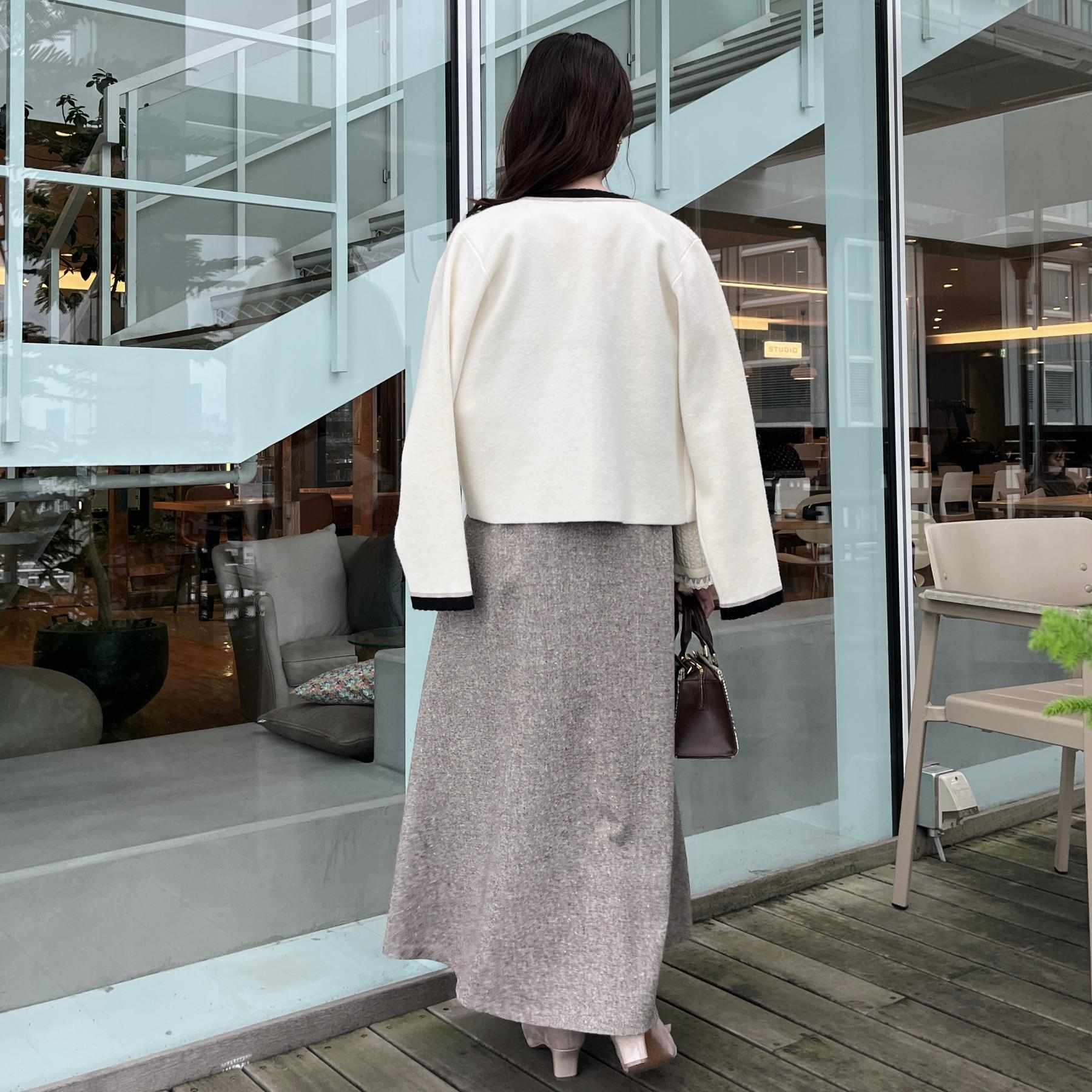 クチュール ブローチ Couture Brooch 【通勤・大人上品】ムースタッチジャカード 配色スカラカーディ （ブラック(019)） ブラック(019)