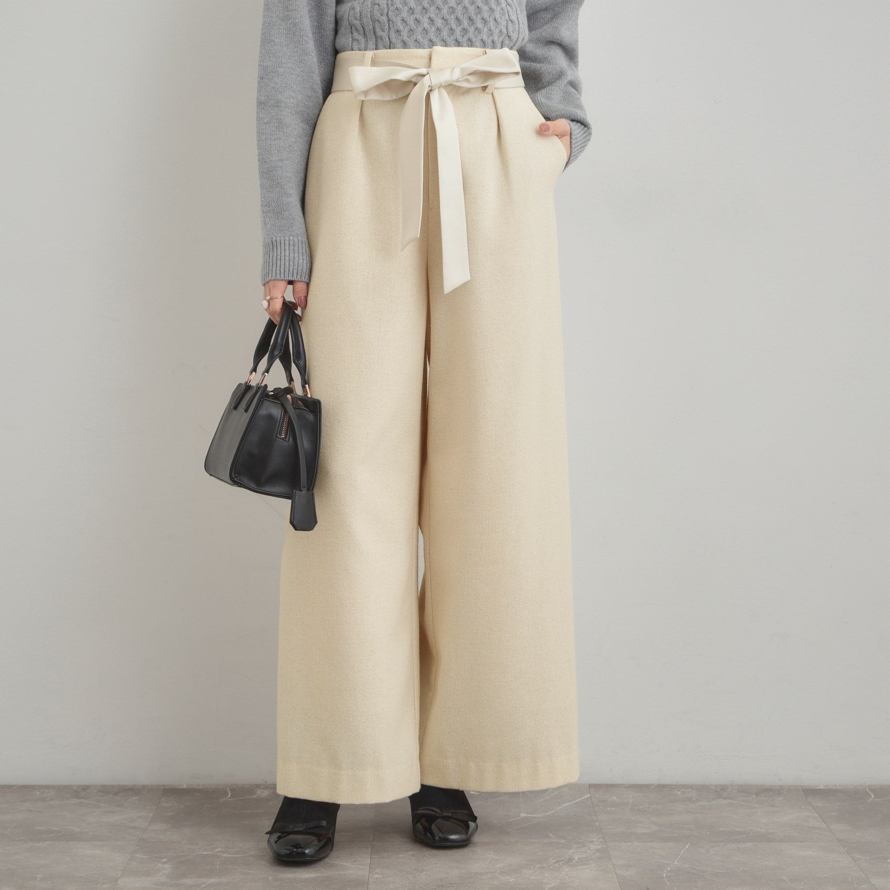 クチュール ブローチ Couture Brooch ラメツイードワイドパンツ （オフホワイト(003)） オフホワイト(003)