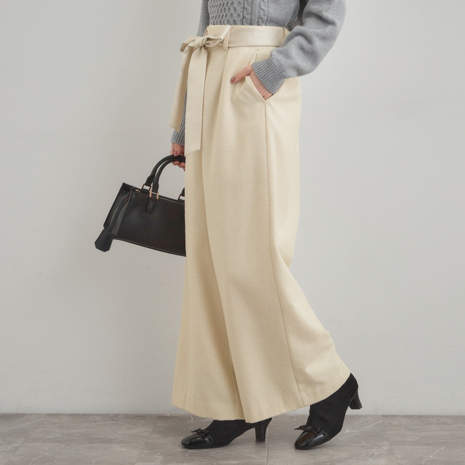 クチュール ブローチ Couture Brooch ラメツイードワイドパンツ （オフホワイト(003)） オフホワイト(003)