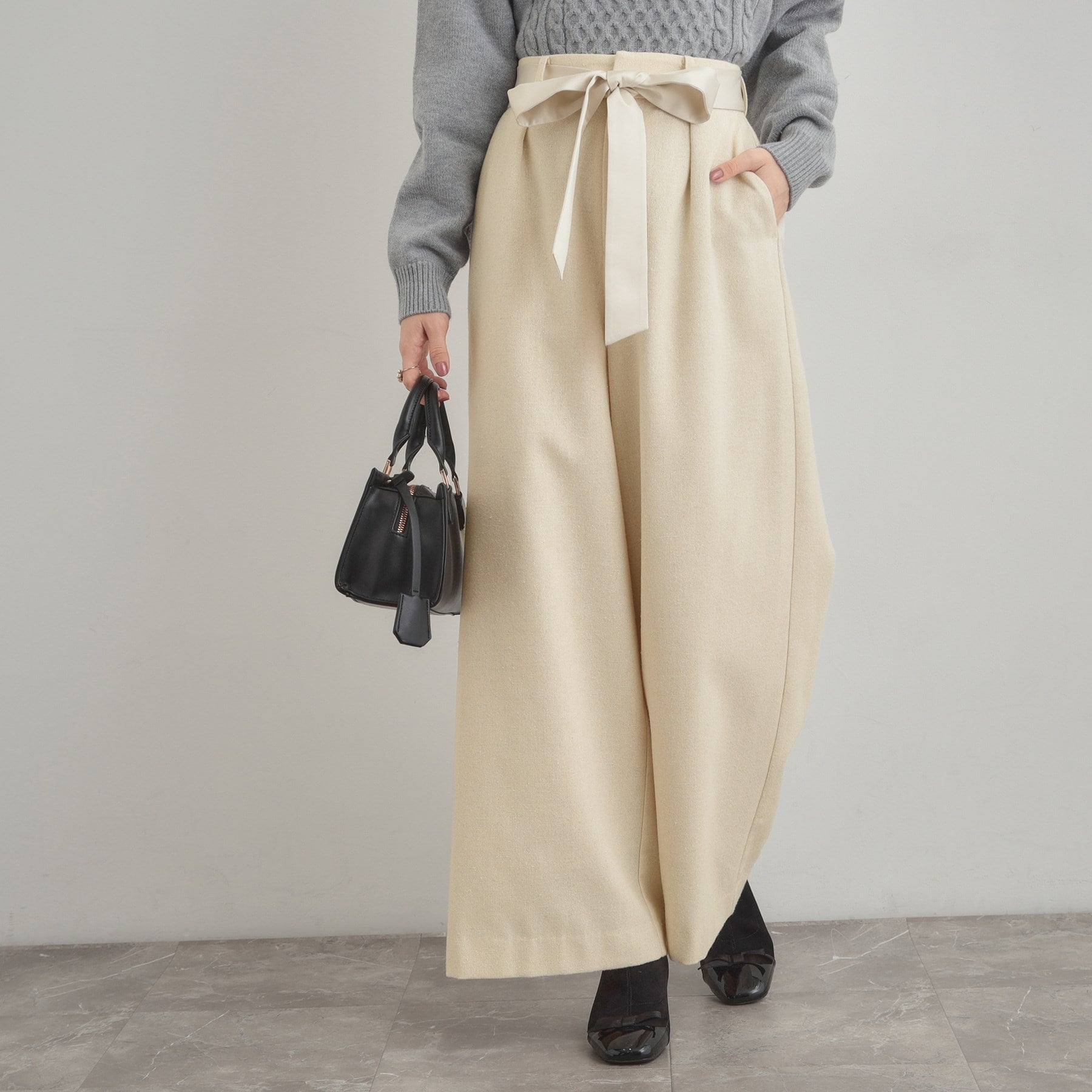 クチュール ブローチ Couture Brooch ラメツイードワイドパンツ （オフホワイト(003)） オフホワイト(003)