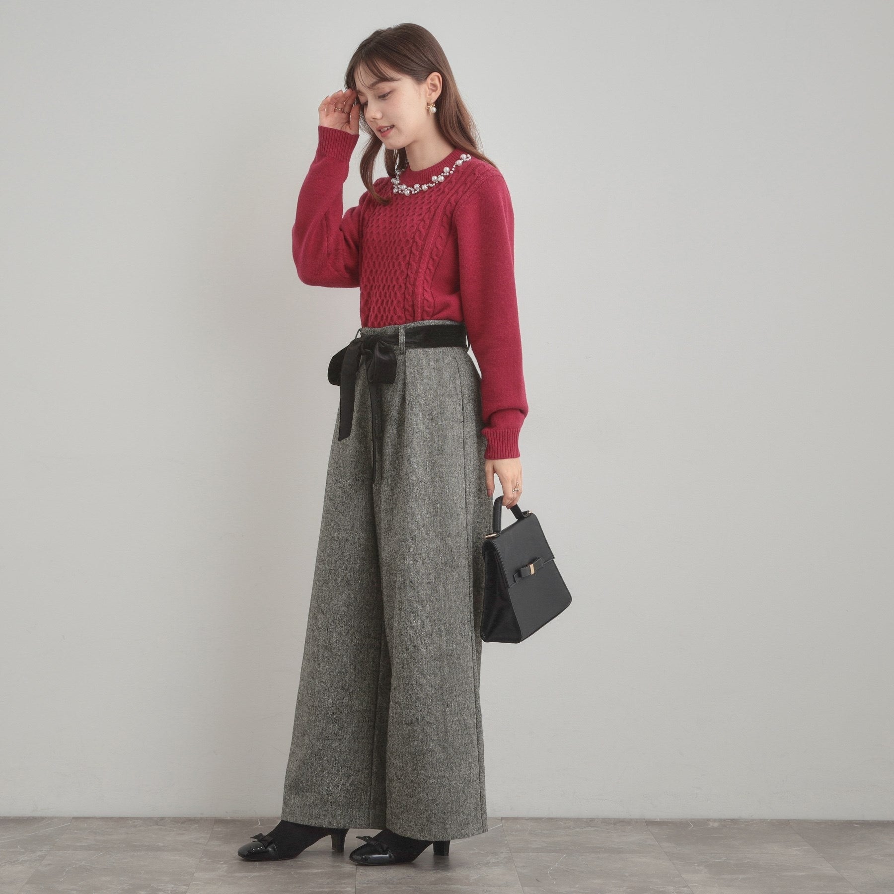 クチュール ブローチ Couture Brooch ラメツイードワイドパンツ （オフホワイト(003)） オフホワイト(003)