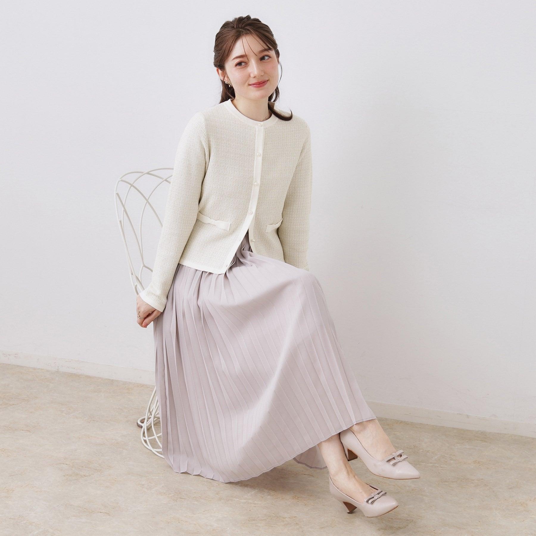 クチュール ブローチ Couture Brooch ラメツイードニットジャケット （アイボリー(404)） アイボリー(404)