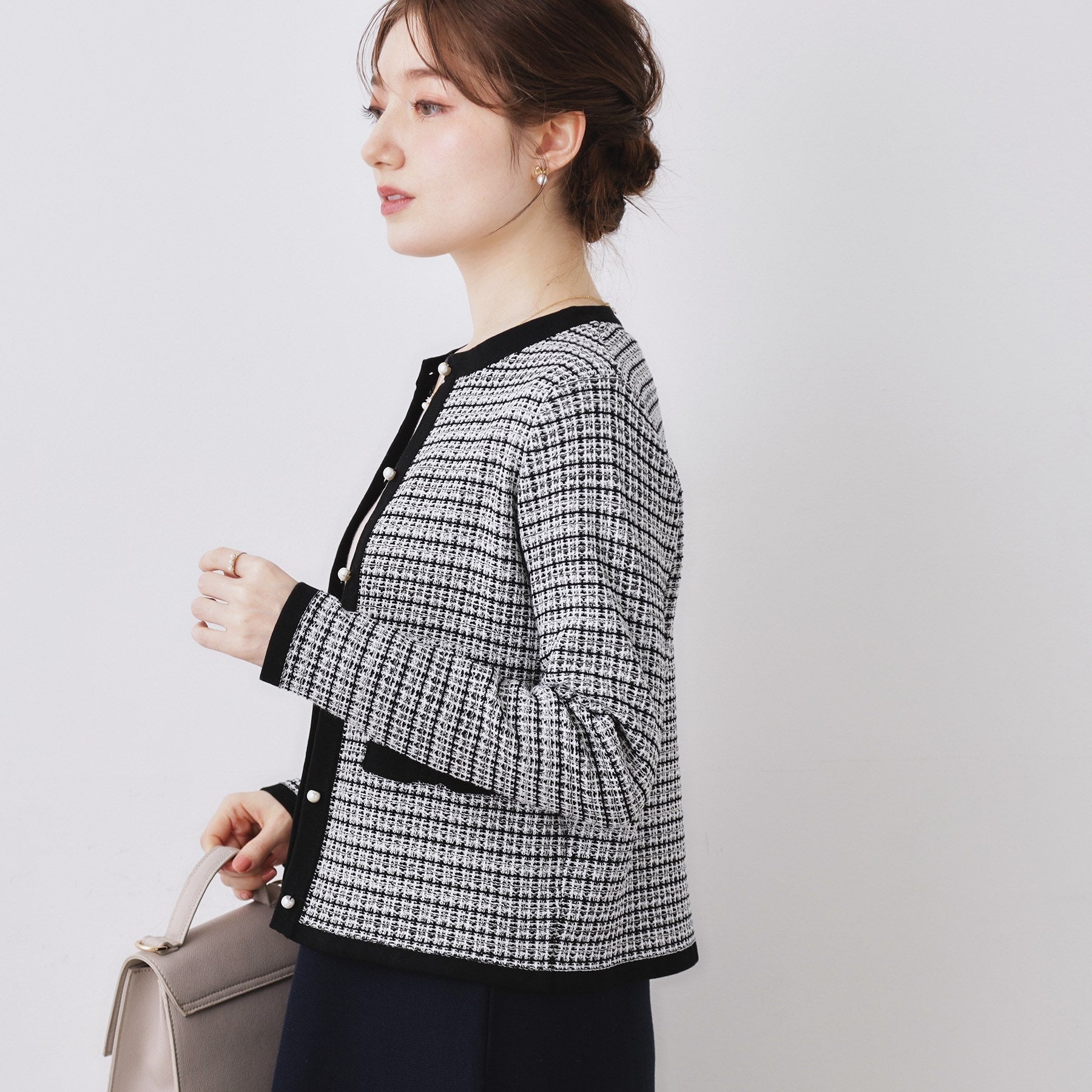 クチュール ブローチ Couture Brooch ラメツイードニットジャケット （アイボリー(404)） アイボリー(404)