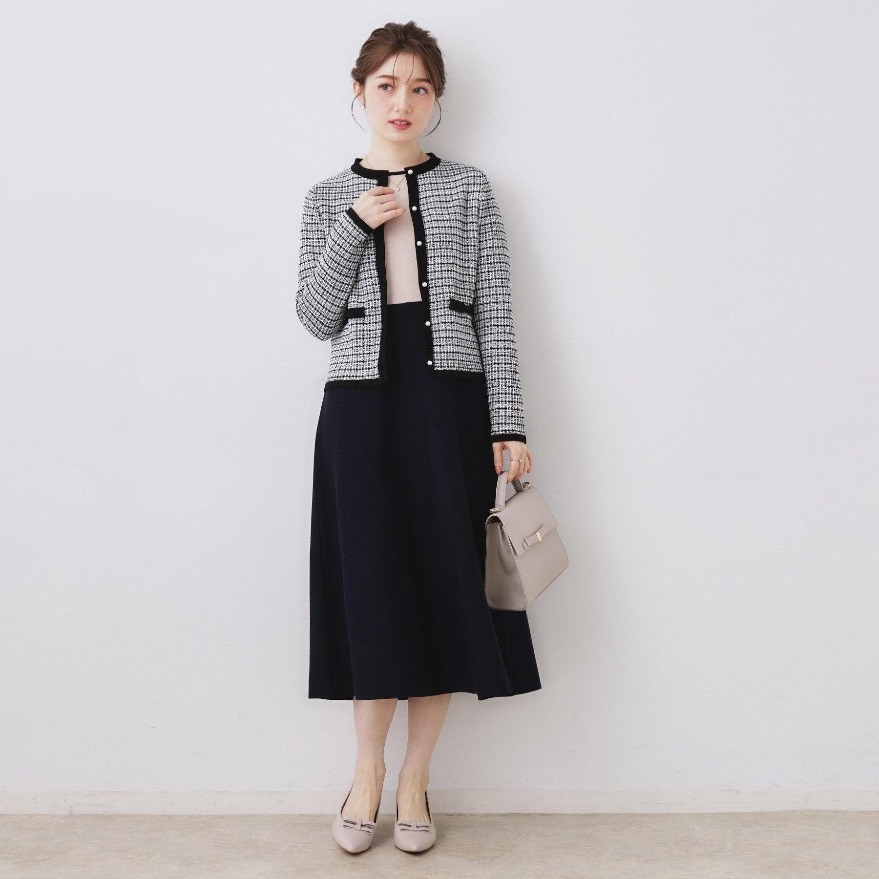 クチュール ブローチ Couture Brooch ラメツイードニットジャケット （アイボリー(404)） アイボリー(404)