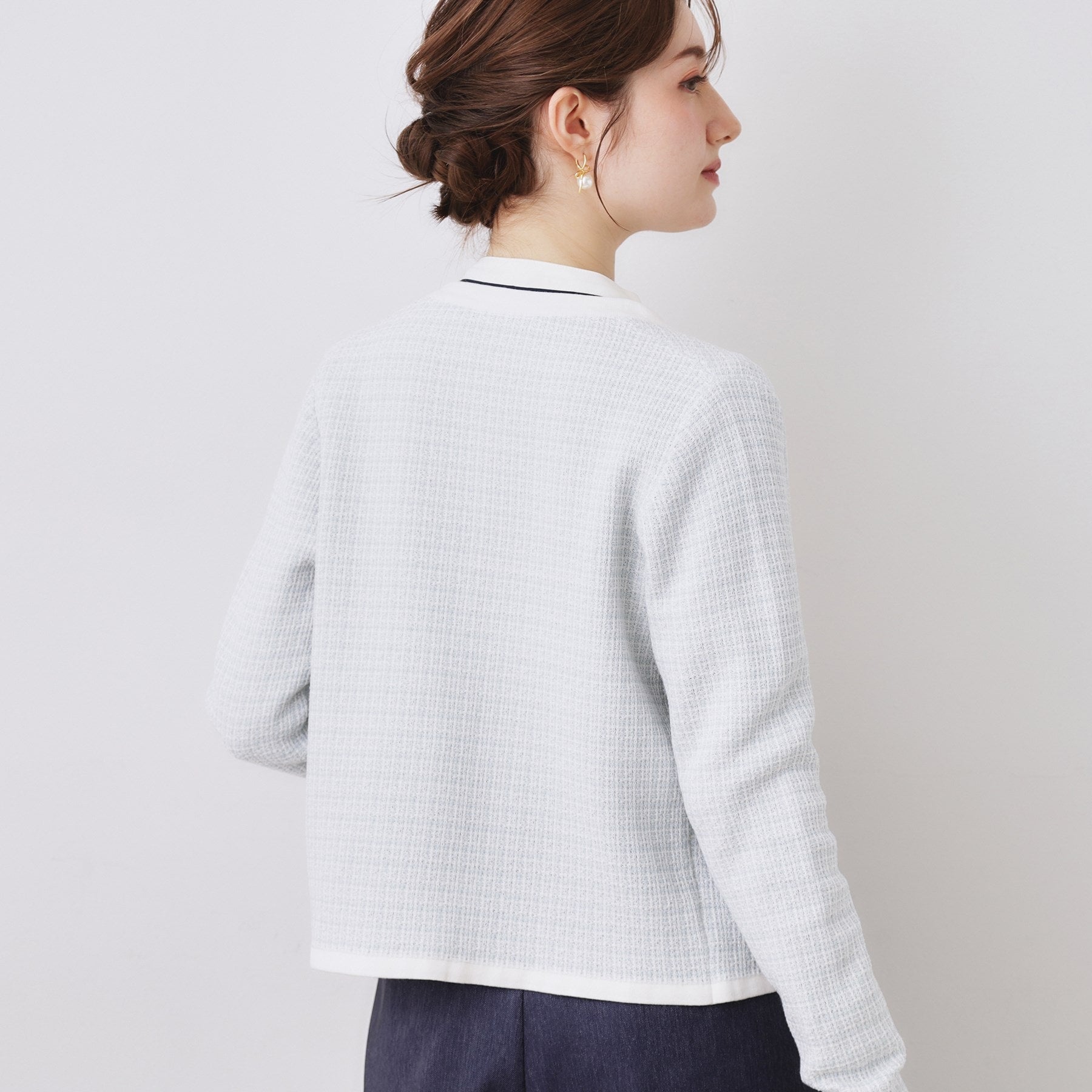 クチュール ブローチ Couture Brooch ラメツイードニットジャケット （アイボリー(404)） アイボリー(404)