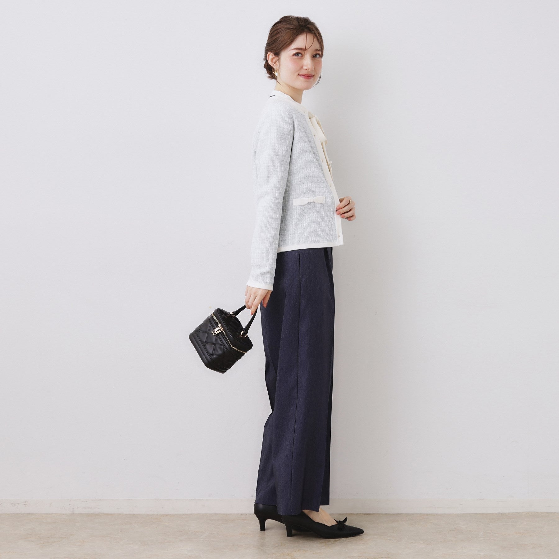 クチュール ブローチ Couture Brooch ラメツイードニットジャケット （アイボリー(404)） アイボリー(404)