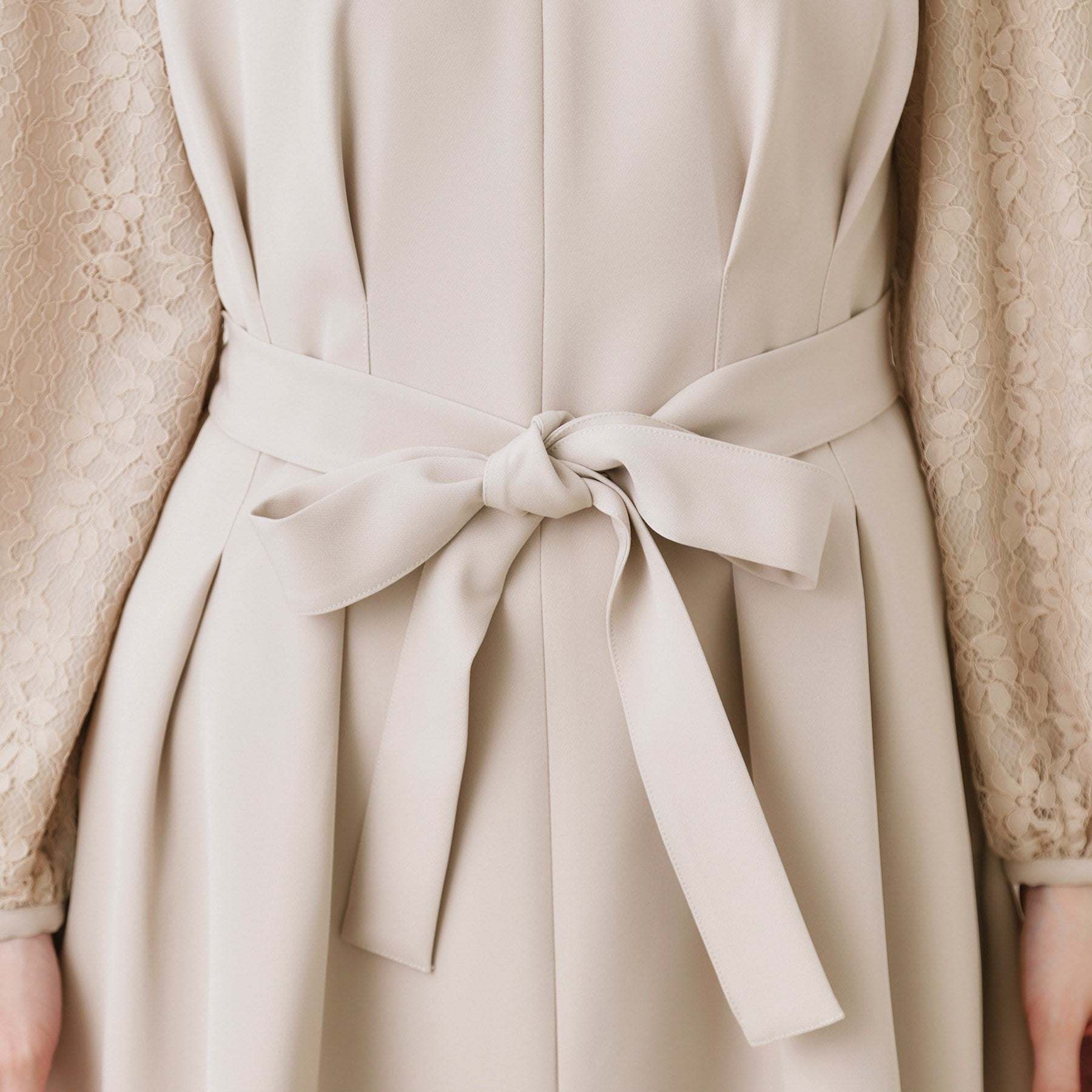 クチュール ブローチ Couture Brooch レース袖タックフレアワンピース （ピンクベージュ(053)） ピンクベージュ(053)