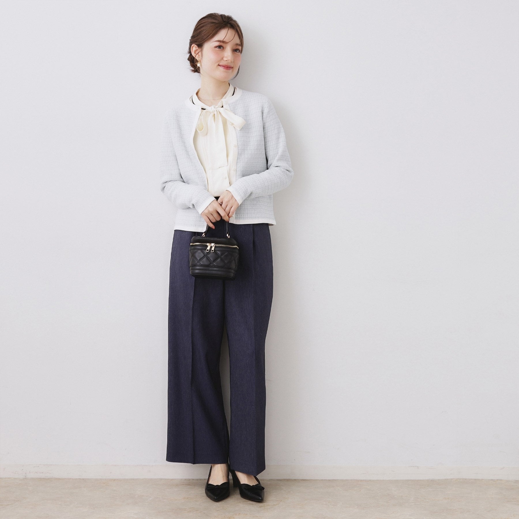 クチュール ブローチ Couture Brooch 配色タックタイブラウス （ピンクベージュ(553)） ピンクベージュ(553)