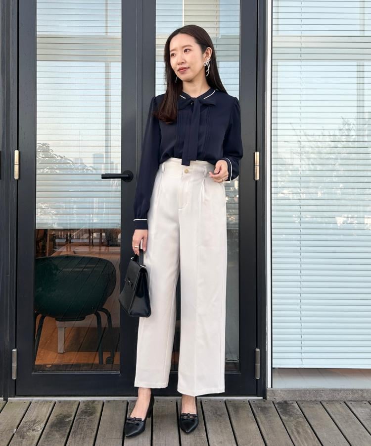 クチュール ブローチ Couture Brooch ウエストリボン サスペンダー付きワイドパンツ （ベージュ(052)） ベージュ(052)