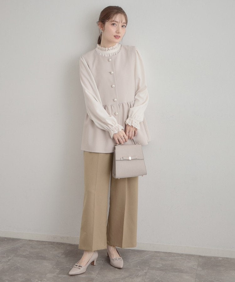 クチュール ブローチ Couture Brooch ウエストリボン サスペンダー付きワイドパンツ （ベージュ(052)） ベージュ(052)