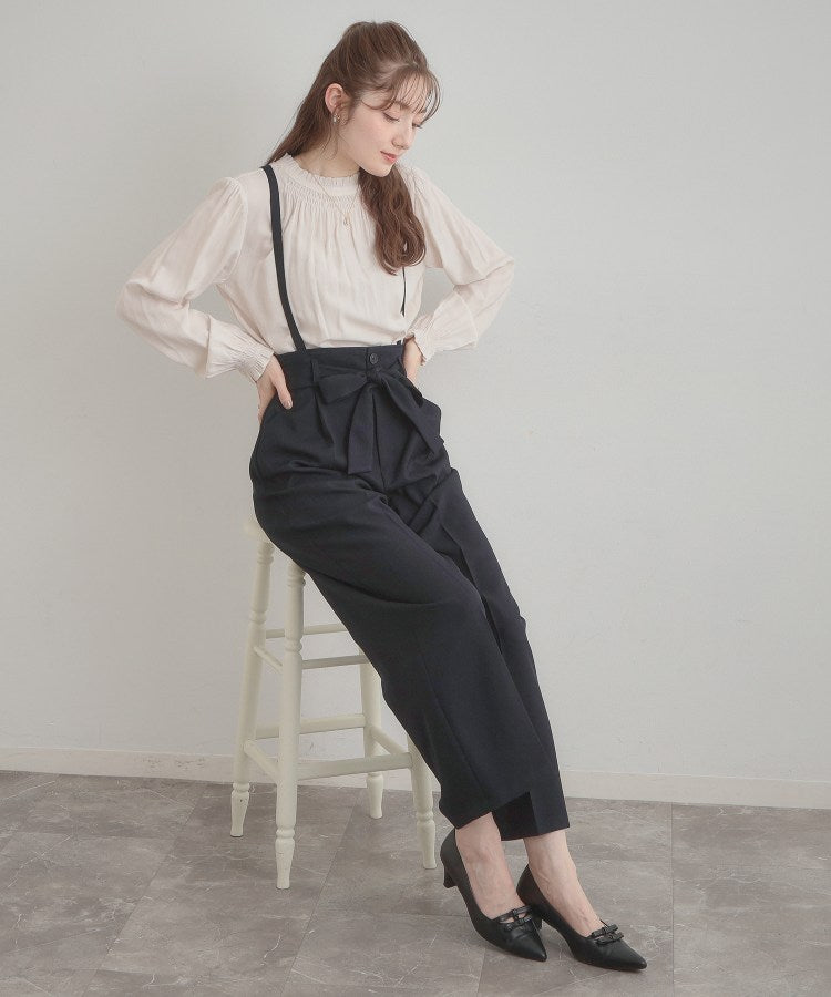 クチュール ブローチ Couture Brooch ウエストリボン サスペンダー付きワイドパンツ （ベージュ(052)） ベージュ(052)