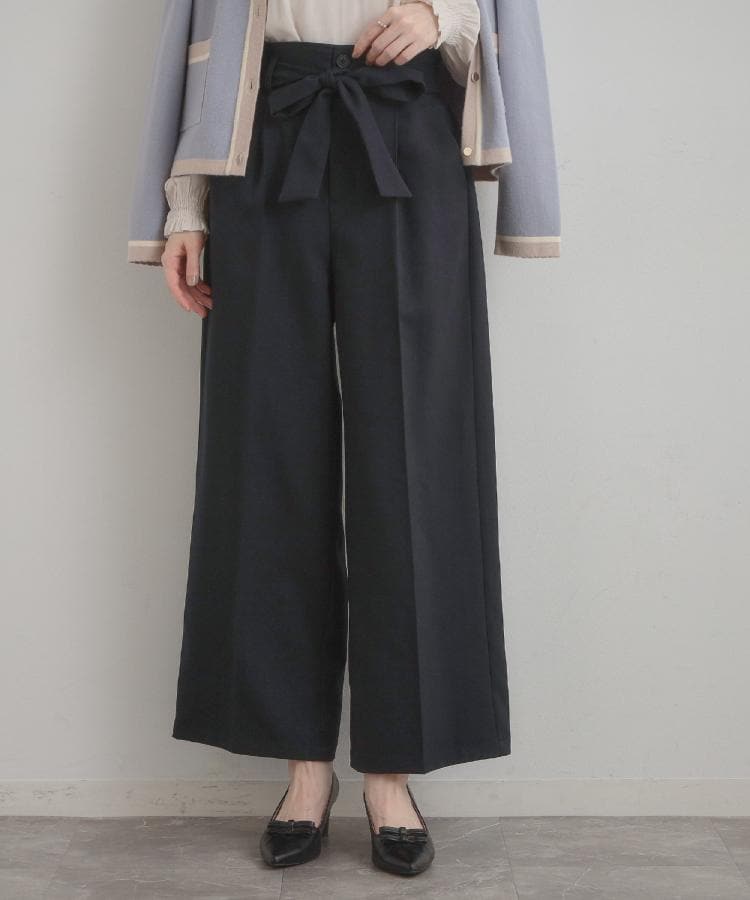 クチュール ブローチ Couture Brooch ウエストリボン サスペンダー付きワイドパンツ （ネイビー(094)） ネイビー(094)