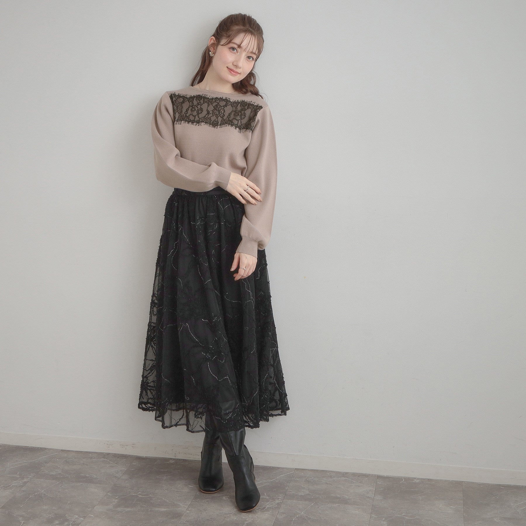 クチュール ブローチ Couture Brooch レースドッキングニット （チャコールグレー(014)） チャコールグレー(014)