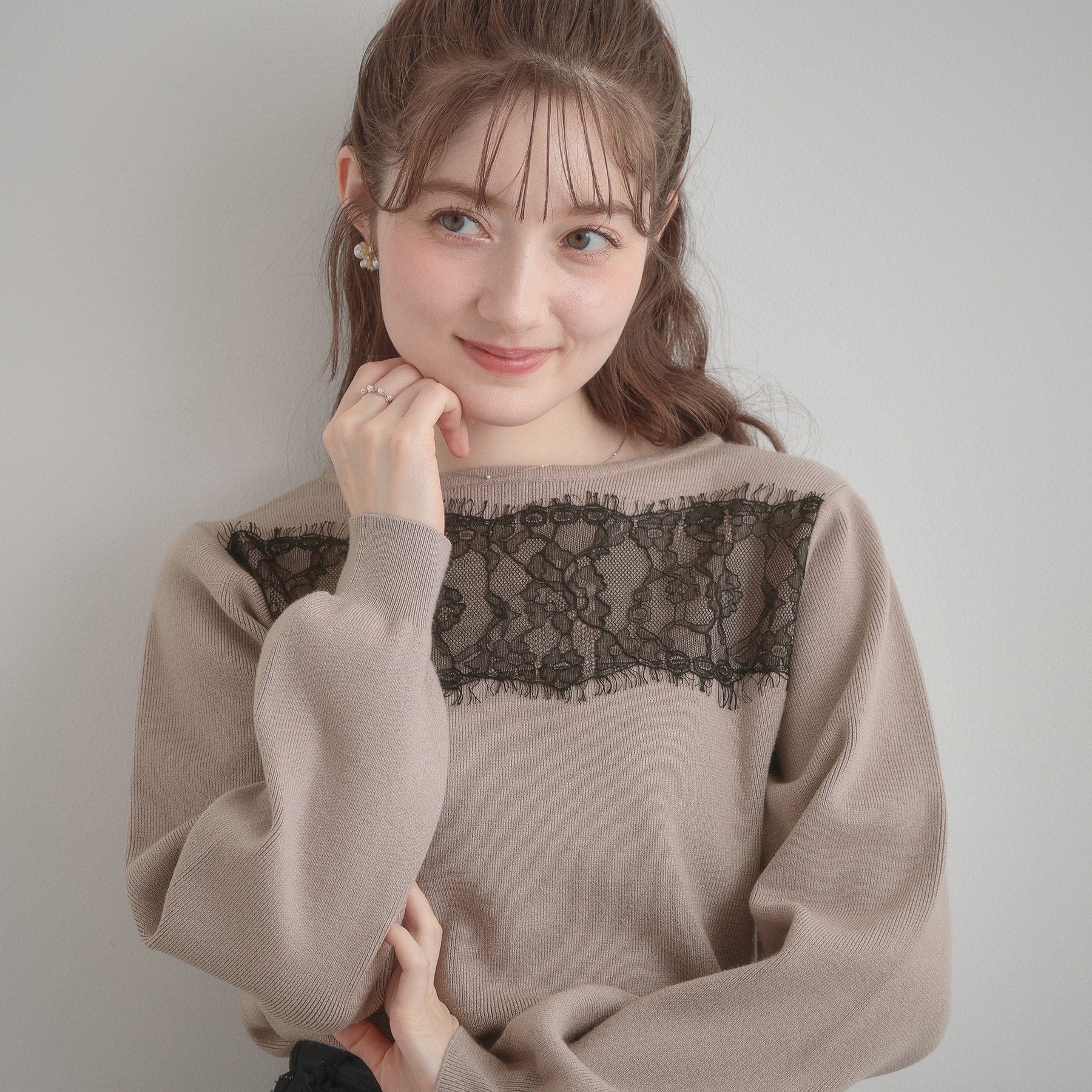 クチュール ブローチ Couture Brooch レースドッキングニット （ピンクベージュ(053)） ピンクベージュ(053)