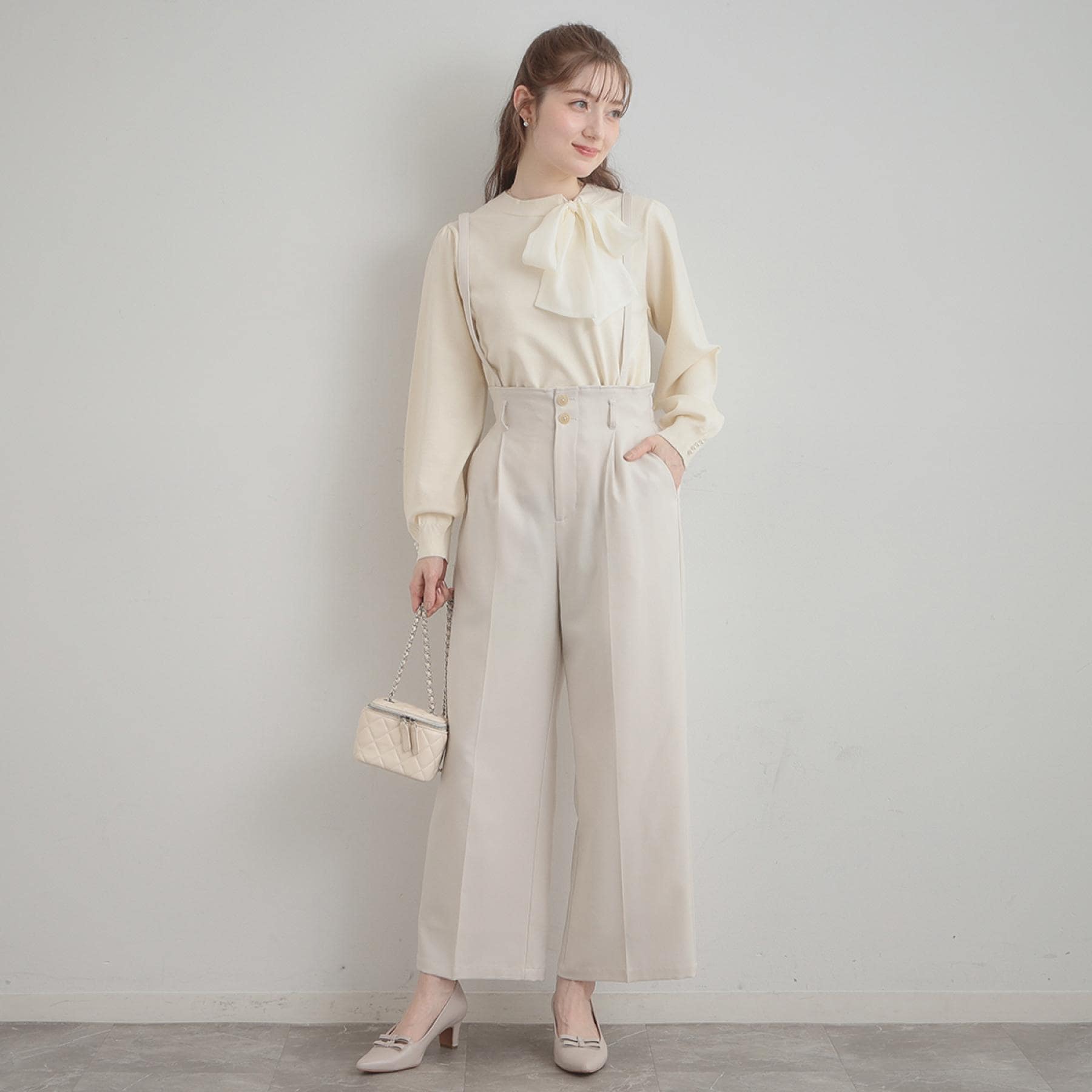 クチュール ブローチ Couture Brooch 【洗える・着映え】オーガンジーリボンタイ ニット （ピンク(071)） ピンク(071)