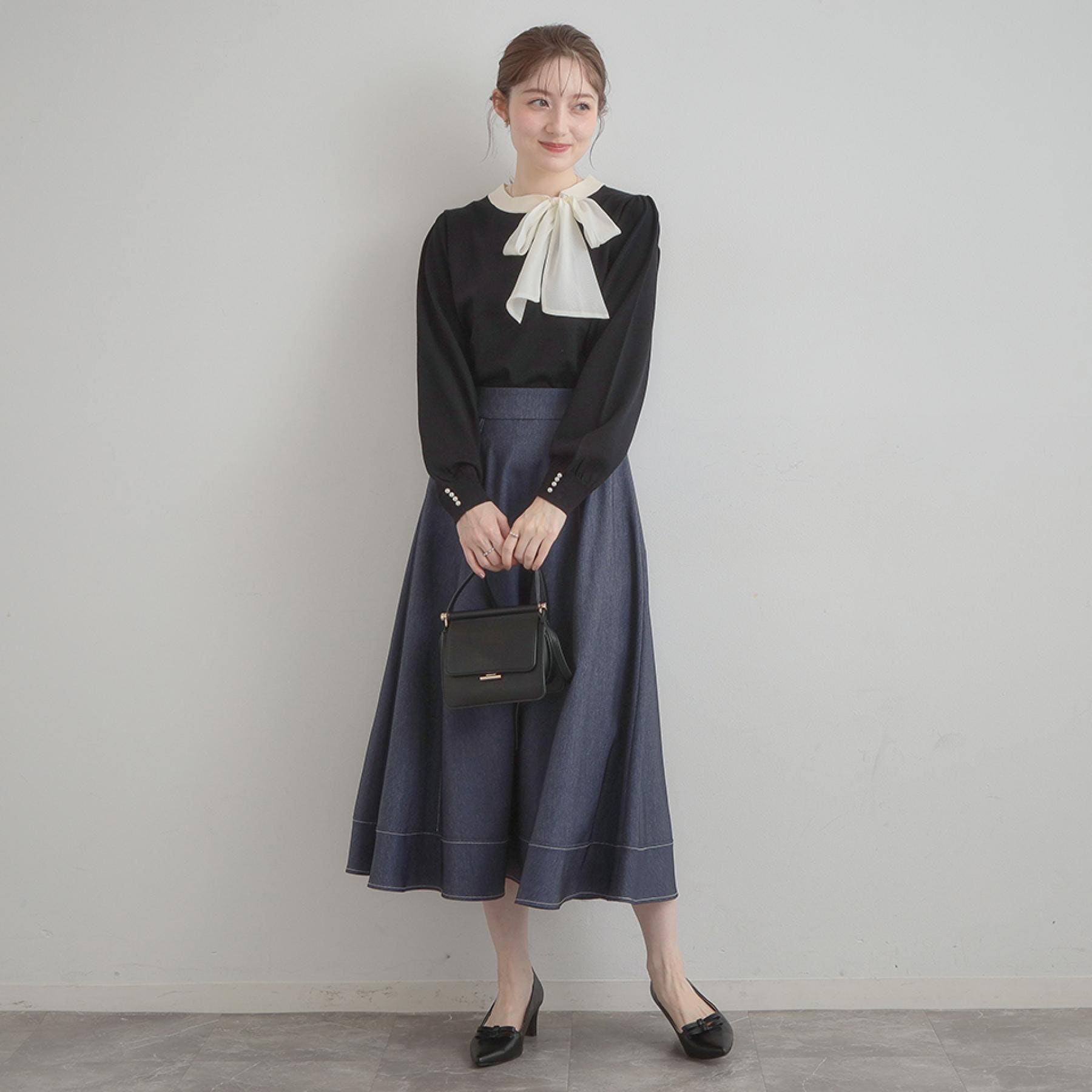 クチュール ブローチ Couture Brooch 【洗える・着映え】オーガンジーリボンタイ ニット （ピンク(071)） ピンク(071)