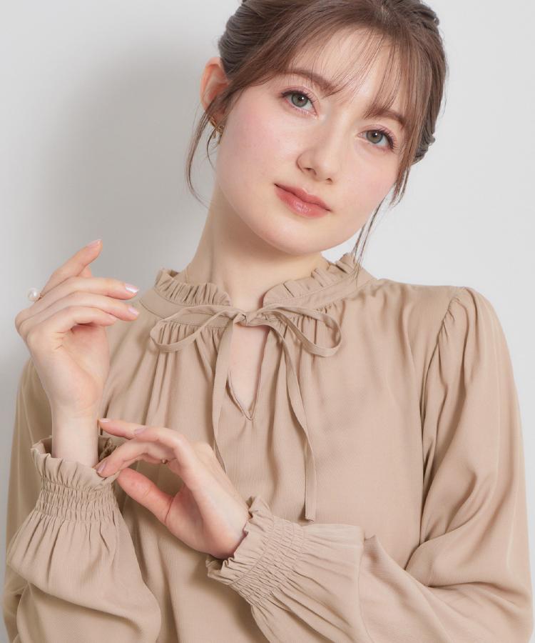 クチュール ブローチ Couture Brooch RTピケ前後2WAYリボン開きブラウス （アイボリー(004)） アイボリー(004)