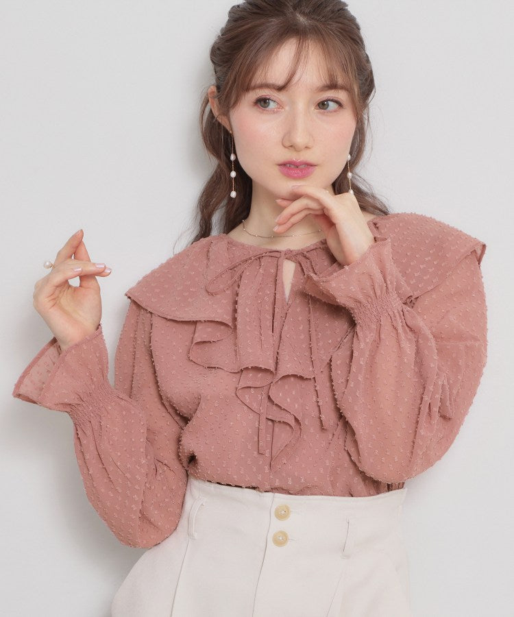 クチュール ブローチ Couture Brooch ラメカットドビーフリルブラウス （ピンク(072)） ピンク(072)