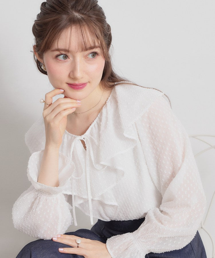 クチュール ブローチ Couture Brooch ラメカットドビーフリルブラウス （ピンク(072)） ピンク(072)