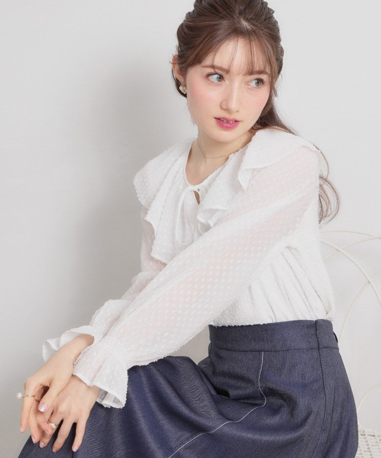 クチュール ブローチ Couture Brooch ラメカットドビーフリルブラウス （ピンク(072)） ピンク(072)