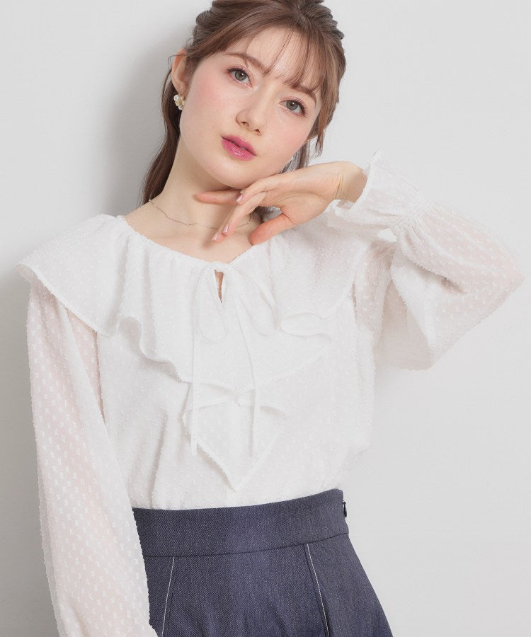 クチュール ブローチ Couture Brooch ラメカットドビーフリルブラウス （ピンク(072)） ピンク(072)