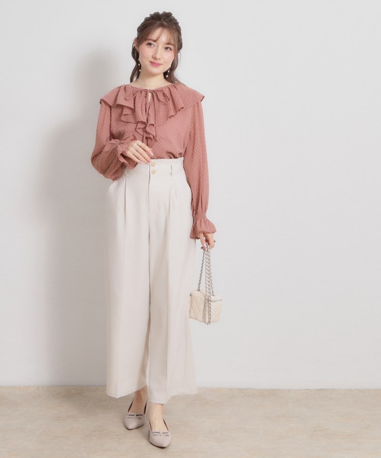 クチュール ブローチ Couture Brooch ラメカットドビーフリルブラウス （ピンク(072)） ピンク(072)