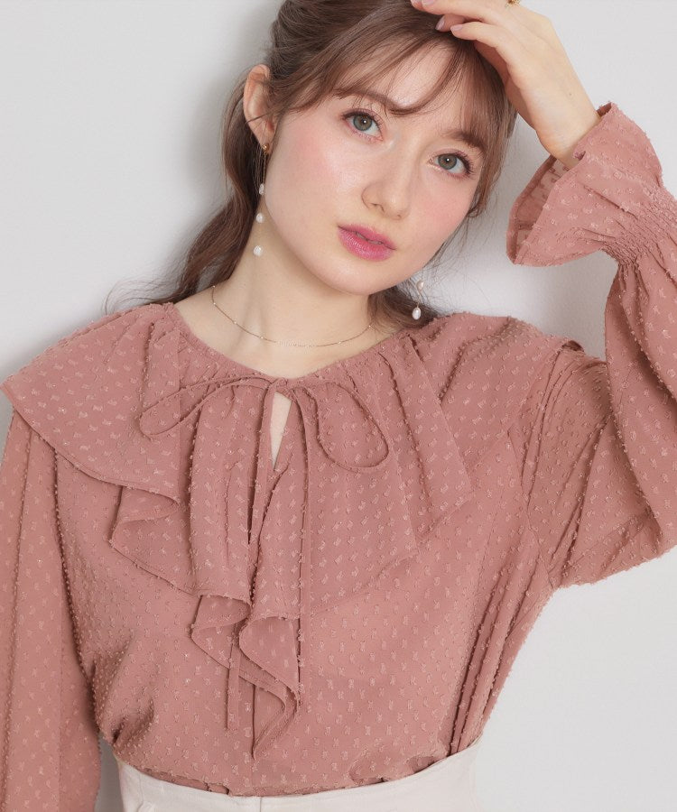 クチュール ブローチ Couture Brooch ラメカットドビーフリルブラウス （ピンク(072)） ピンク(072)