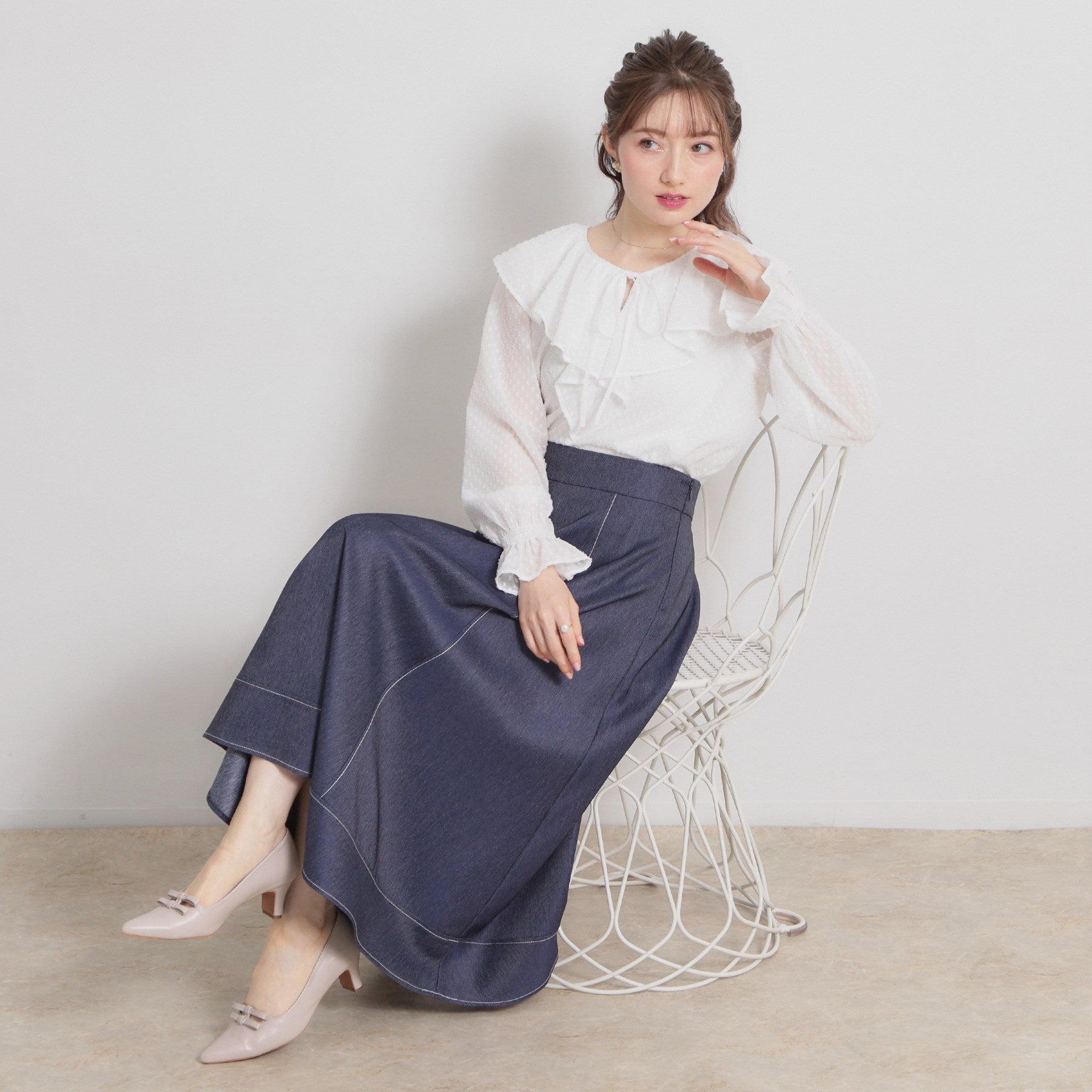 クチュール ブローチ Couture Brooch ラメカットドビーフリルブラウス （ピンク(072)） ピンク(072)