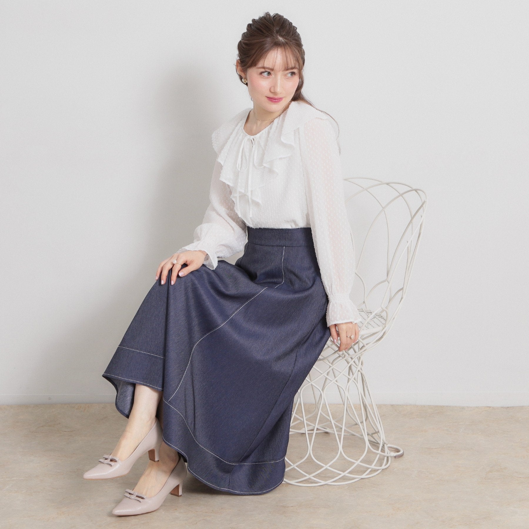 クチュール ブローチ Couture Brooch ラメカットドビーフリルブラウス （ピンク(072)） ピンク(072)