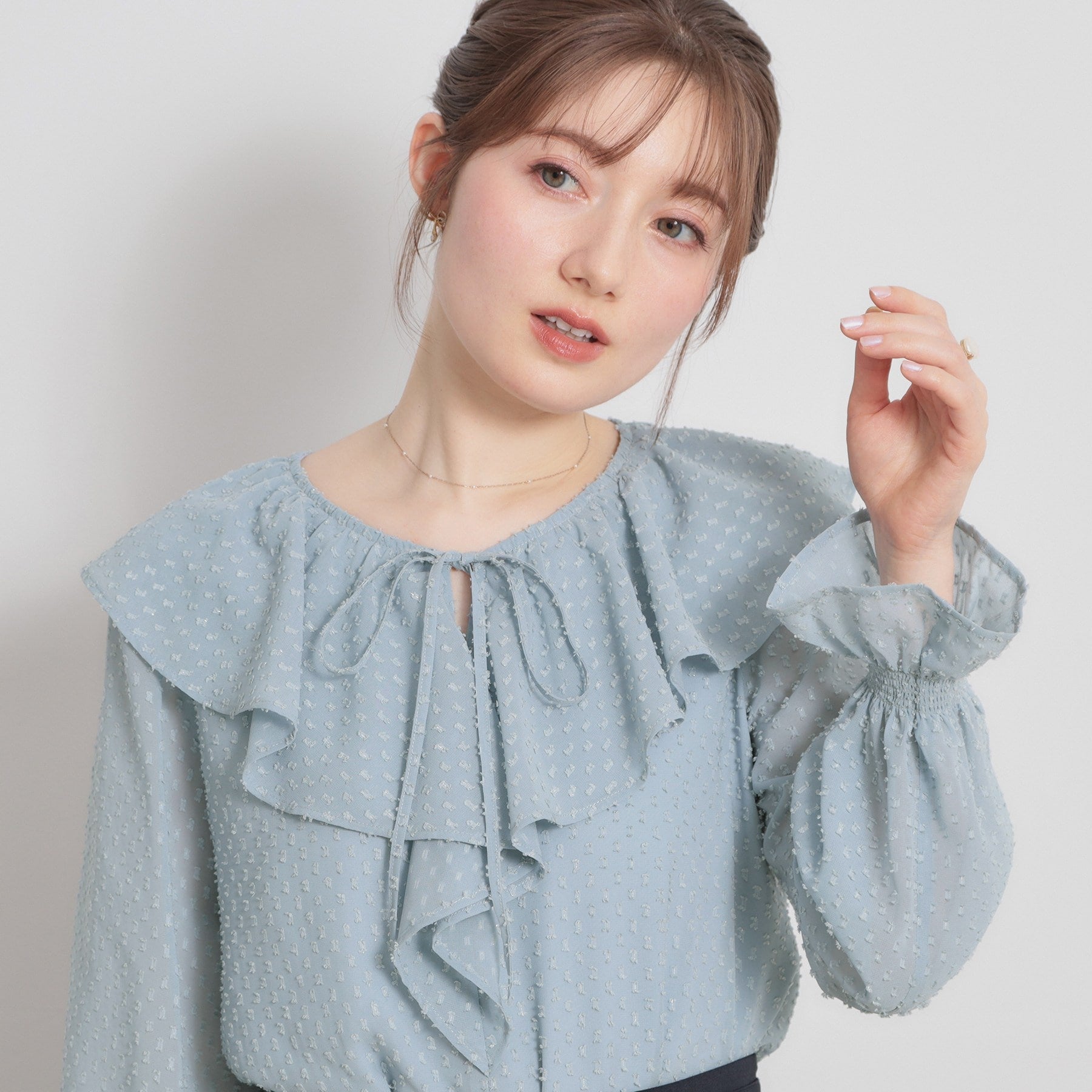 クチュール ブローチ Couture Brooch ラメカットドビーフリルブラウス （ピンク(072)） ピンク(072)