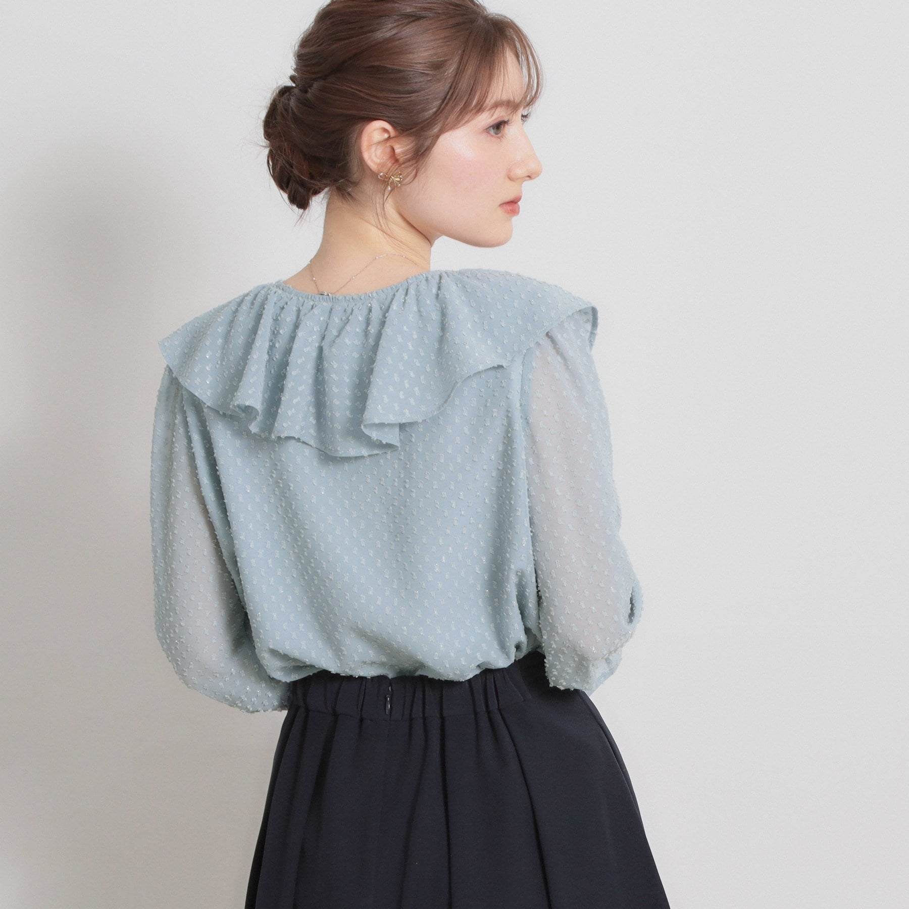 クチュール ブローチ Couture Brooch ラメカットドビーフリルブラウス （ピンク(072)） ピンク(072)