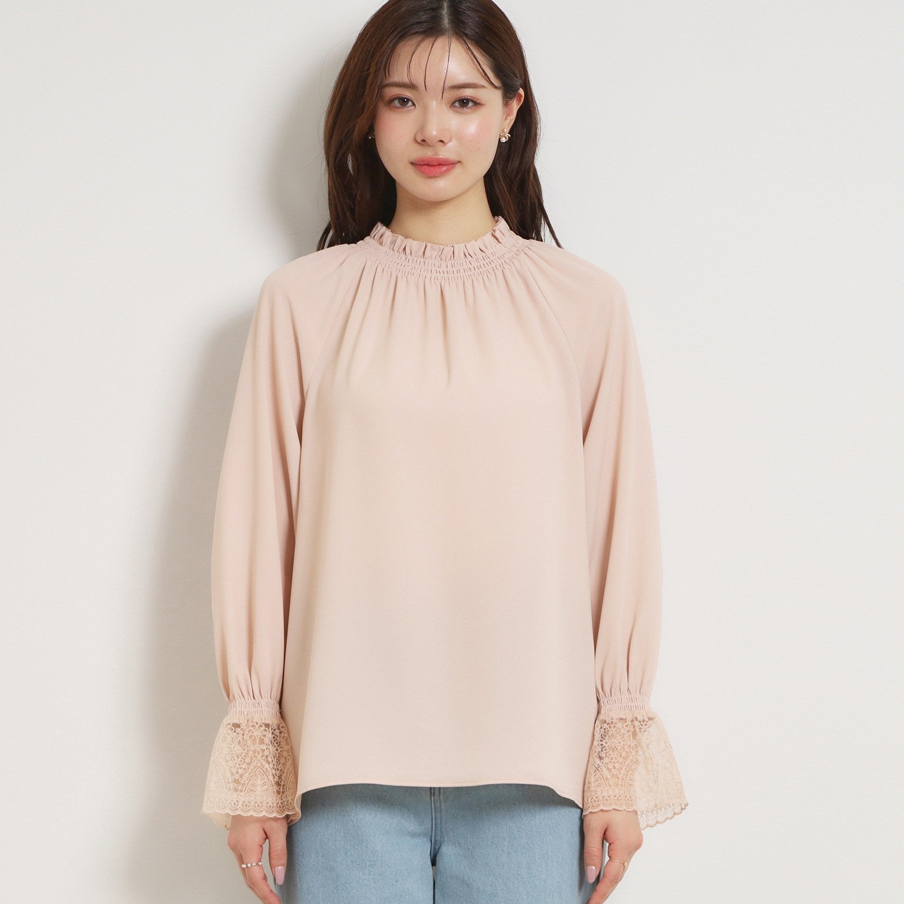 クチュール ブローチ Couture Brooch レースカフスピコシャーリングバックリボンブラウス （ブラック(019)） ブラック(019)