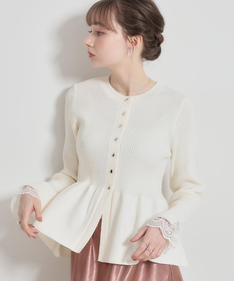 クチュール ブローチ Couture Brooch ペプラムニットカーディ （ブラック(019)） ブラック(019)