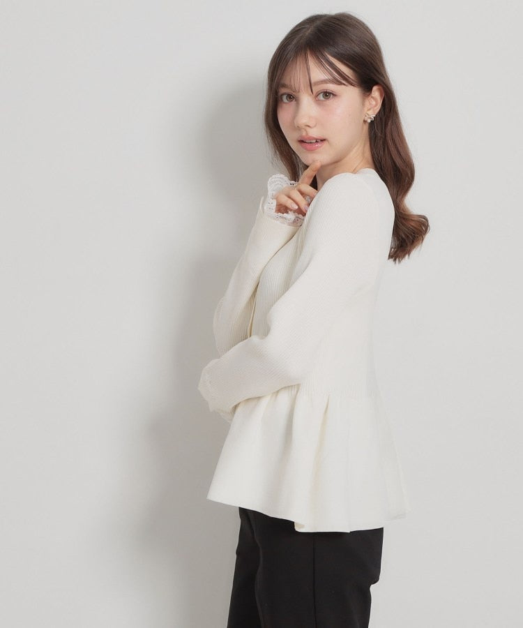 クチュール ブローチ Couture Brooch ペプラムニットカーディ （ブラック(019)） ブラック(019)