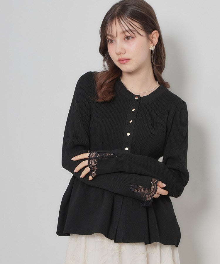 クチュール ブローチ Couture Brooch ペプラムニットカーディ （ブラック(019)） ブラック(019)